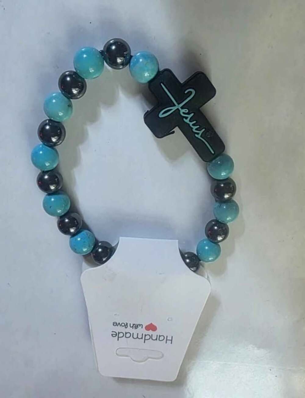 Handmade Jesus Cross Beaded Bracelet